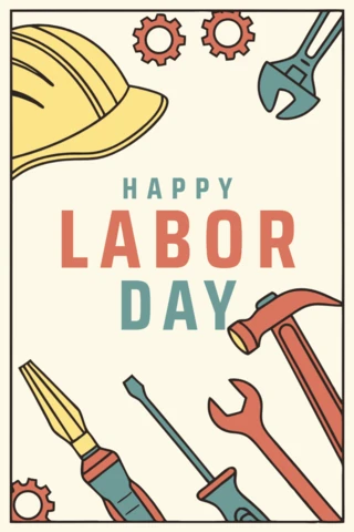 Vintage Labor Day Celebration Template Design with Tools and Hard Hat