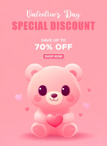 Modèle de réduction pour la Saint-Valentin avec un ours mignon