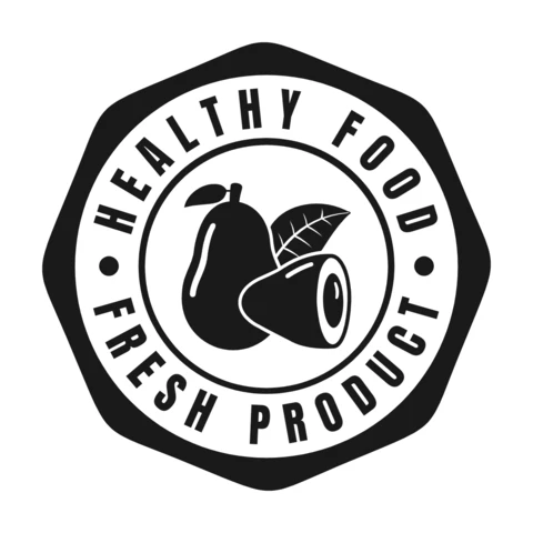 Modelo de design de logotipo de carimbo de abacate para alimentos saudáveis