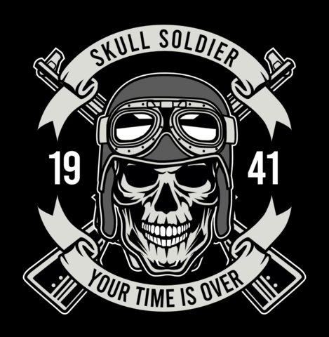 Skull Soldier Time Is Over T-Shirt Design Template