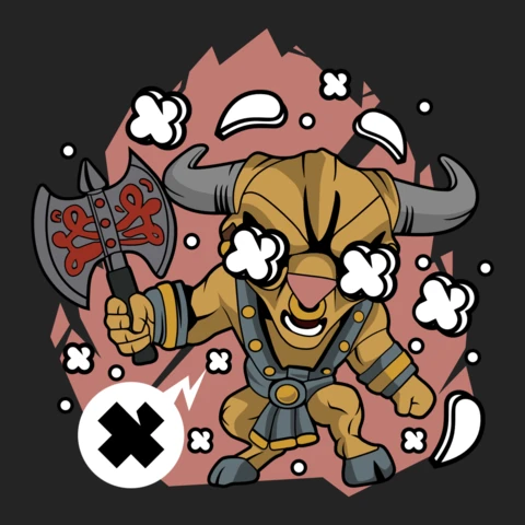 Modèle de conception de t-shirt de culture pop de personnage de dessin animé Minotaure