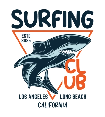 Surfing Club Shark T-shirt Design Template