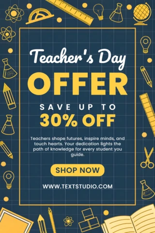 Modelo promocional para o Dia do Professor - design educacional criativo para ofertas especiais
