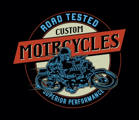 Custom Motorcycles Skeleton T-shirt Design Template