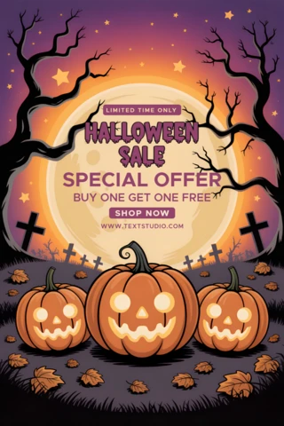 Modelo de venda de Halloween assustador com abóboras para folhetos promocionais