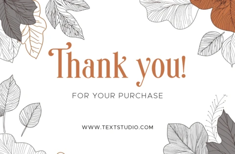 Minimalist Autumn Leaf Brown and Gray Thank You Card Template