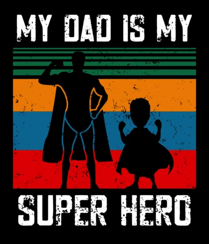 Modèle rétro de super-héros père et fils pour vêtements personnalisables