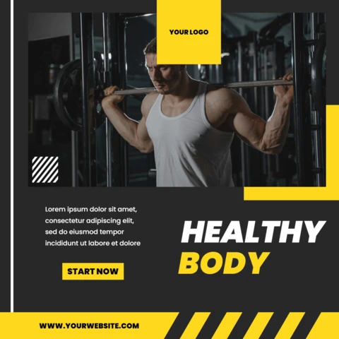 Healthy Body Lifestyle Minimal Instagram Post Design Template