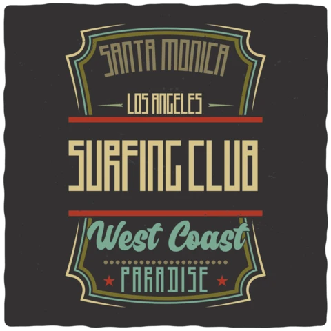 Surfing Club Vintage T-shirt Design Template