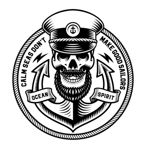 Calavera vintage marinero océano plantilla de diseño de logotipo