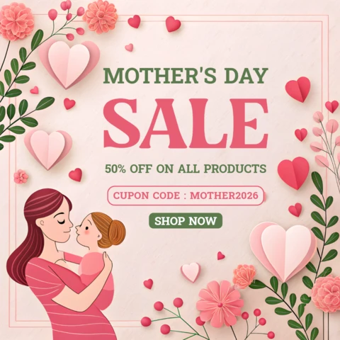 Plantilla de venta para el Día de la Madre - diseño floral y de corazón para promociones