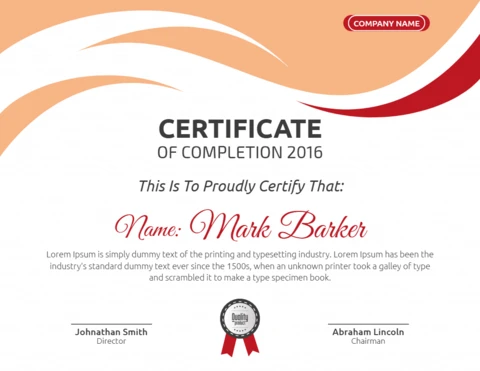 Modern Corporate Employee Certificate Of Completion Post Design Template