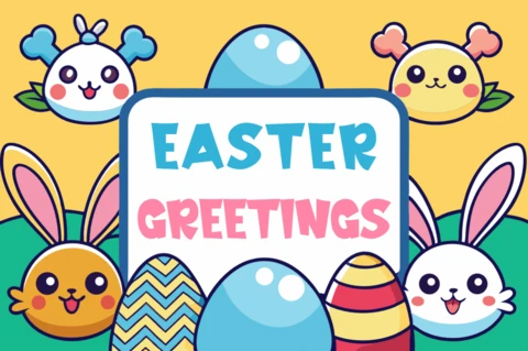 Colorida plantilla de diseño de felicitaciones de Pascua para celebraciones festivas