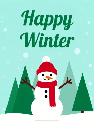 Winter Wonderland Snowman Design Template for Holiday Greeting Cards