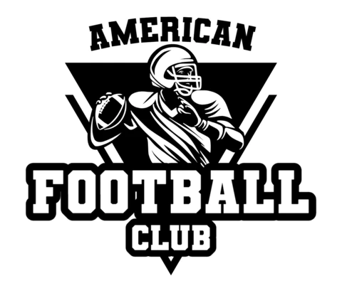 Modello di logo del distintivo della squadra di football americano