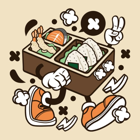 Boîte à sushis Bento personnage de bande dessinée modèle de t-shirt
