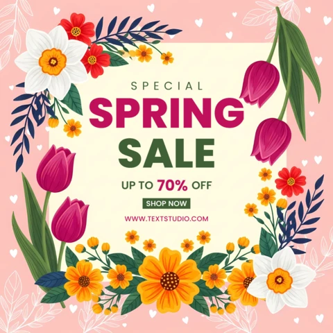 Modèle de vente florale de printemps pour des flyers promotionnels
