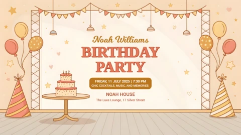 Whimsical Birthday Party Invitation Template Design