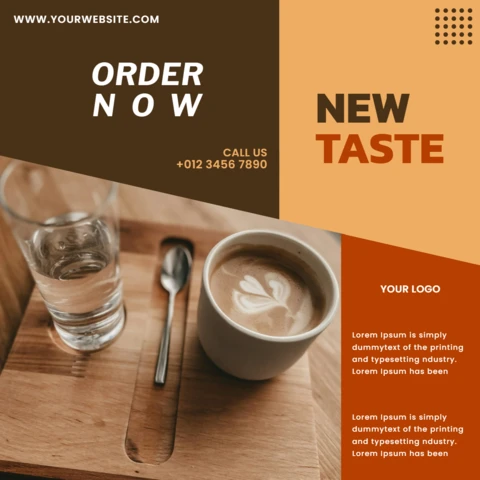 Plantilla de diseño de póster para redes sociales con nuevo sabor a café