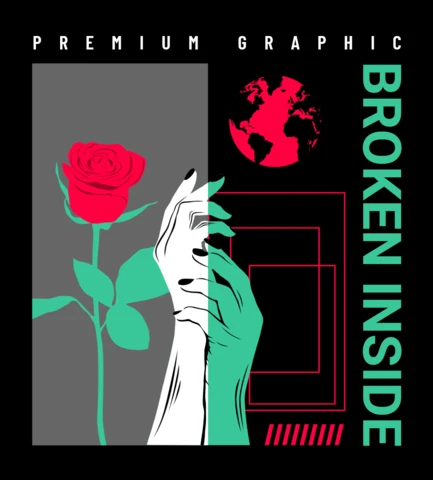 Template artistico con design di rose e mani per merchandising