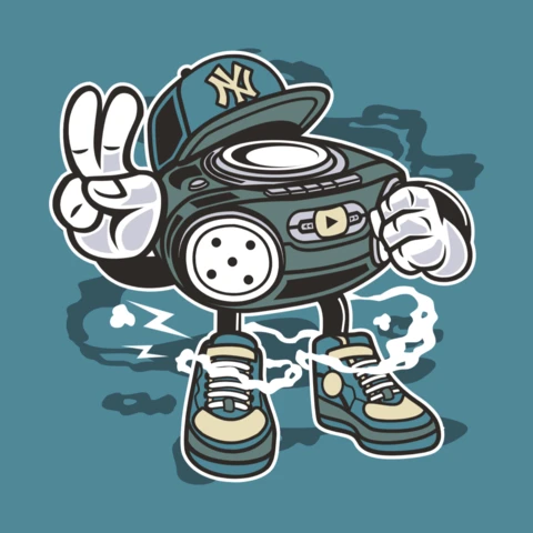 The Beat Music Cartoon Character T-Shirt Design Template