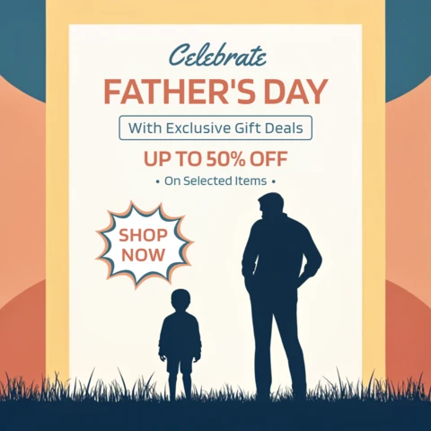 Father's Day Celebration Template - Retro Style Design for Exclusive Gift Deals