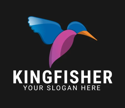 Modèle de conception de logo d'oiseau coloré Kingfisher