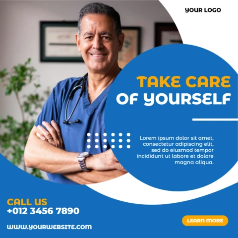 Eye-Catching Blue Circle Medical Social Media Post Design