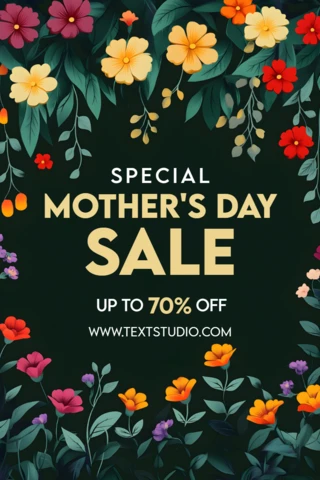 Floral Mother's Day Sale Template Design - Editable Promotional Graphics