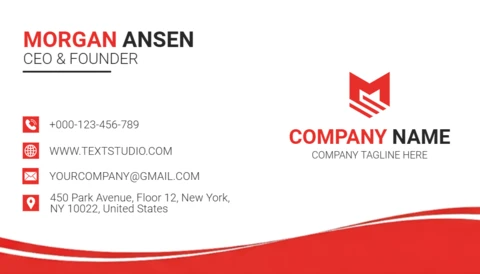 Sleek Red Branding with Minimalist Composition Professional Modern Business Card Design Template