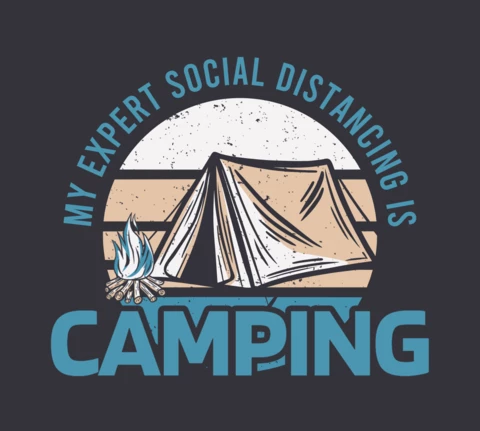 Camping with Campfire Vintage T-shirt Design Template