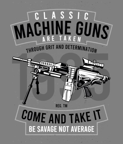 Machine Gun Vintage T-Shirt Design Template