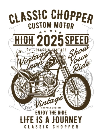 Modelo de design de camiseta vintage clássica chopper