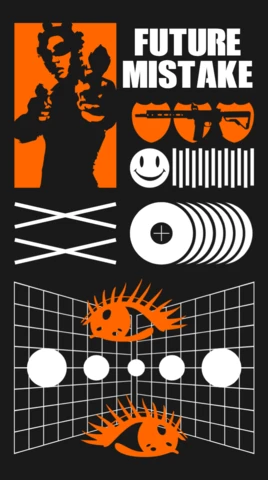 Modèle de design graphique futuriste pour vêtements avec des caractères audacieux et des éléments abstraits