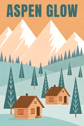 Mountain Cabin Design Template for Posters with Retro Artistic Style