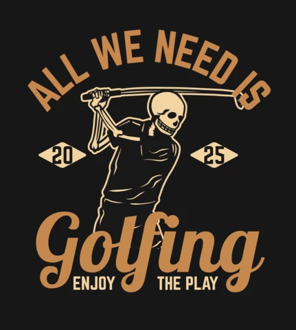 Squelette jouant au golf modèle de conception de t-shirt vintage