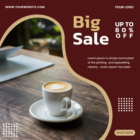 Big Sale Coffee Shop Instagram Post Design Template