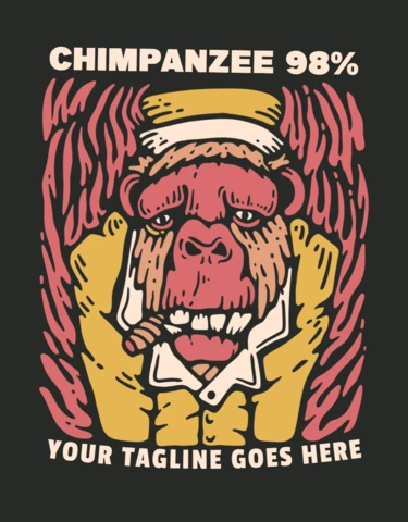 Chimpanzee Smoking Wearing Hat T-shirt Design Template