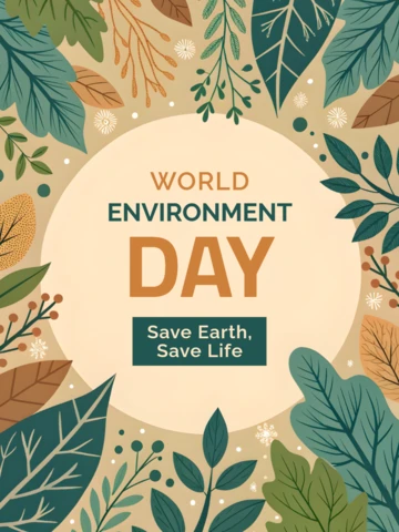 Botanical Design Template for World Environment Day – Save Earth, Save Life