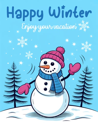 Winter Snowman Design Template for Holiday Greeting Cards