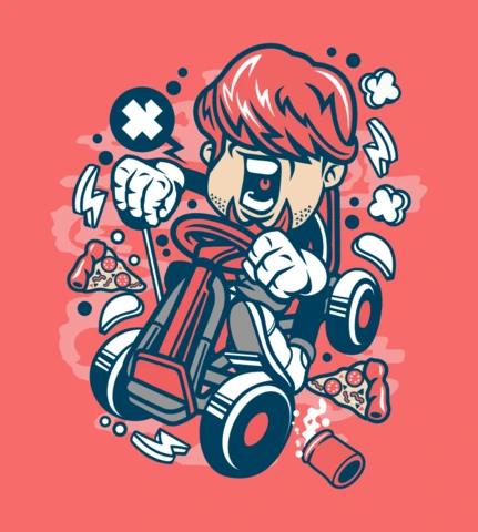 Modèle de conception de t-shirt de personnage de dessin animé pour enfant karting