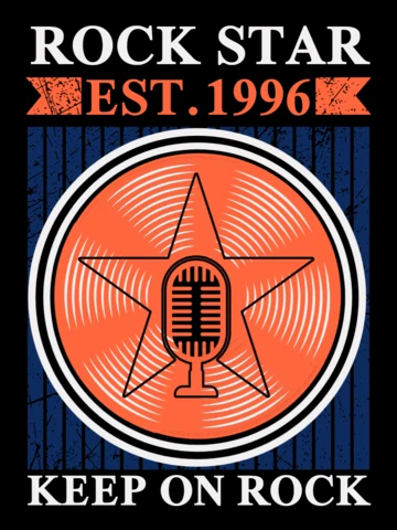 Retro Rock Star Design Template with Vintage Microphone and Star Motif