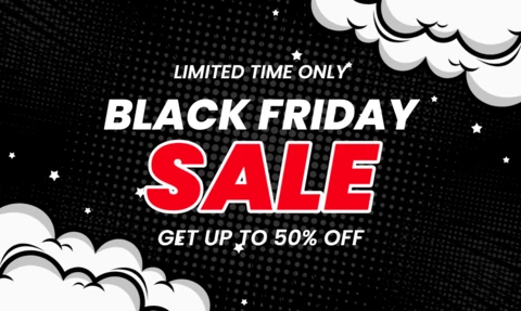 Stripstijl Black Friday-uitverkoopontwerp sjabloon voor promotionele flyers