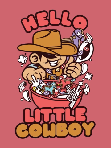 Bonjour petit modèle de conception de t-shirt cowboy