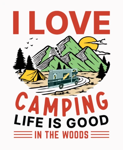I Love Camping T-Shirt Design Template