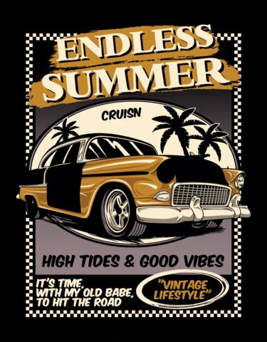 Modelo de design de camiseta hot rod de verão sem fim