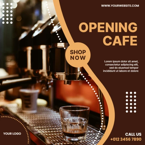 Coffee Shop Opening Instagram Post Design Template