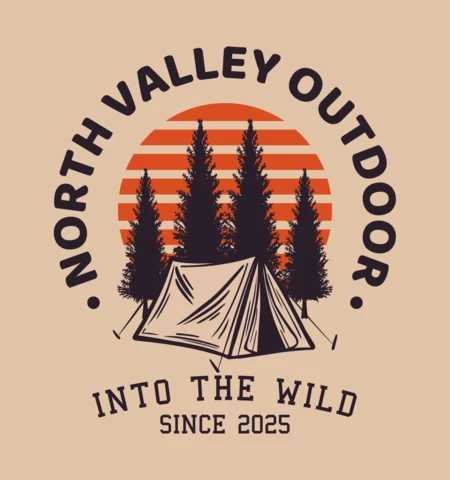 Tent Camp And Sunset Scenery Vintage T-shirt Design Template