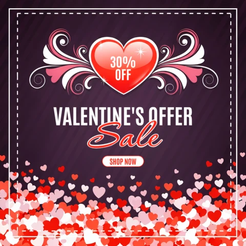 Valentine's Day Sale Template with Heart Design for Promotional Flyers
