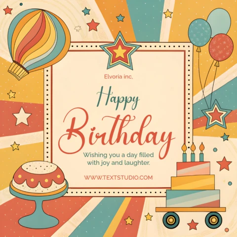 Whimsical Birthday Celebration Template Design with Balloons and Cake for Skaters